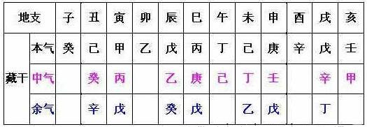 地支五行藏干气数 地支五行藏干气数