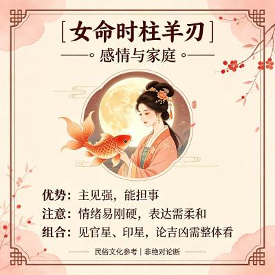 女命时柱羊刃是什么意思,时柱羊刃怎么化解